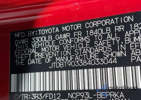 2008 Toyota Yaris z USA, uszkodzony, nr VIN JTDBT903384033044